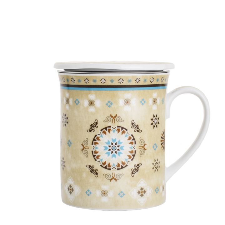 Skodelica iz porcelana Casablanca s cedilom in pokrovom 300ml